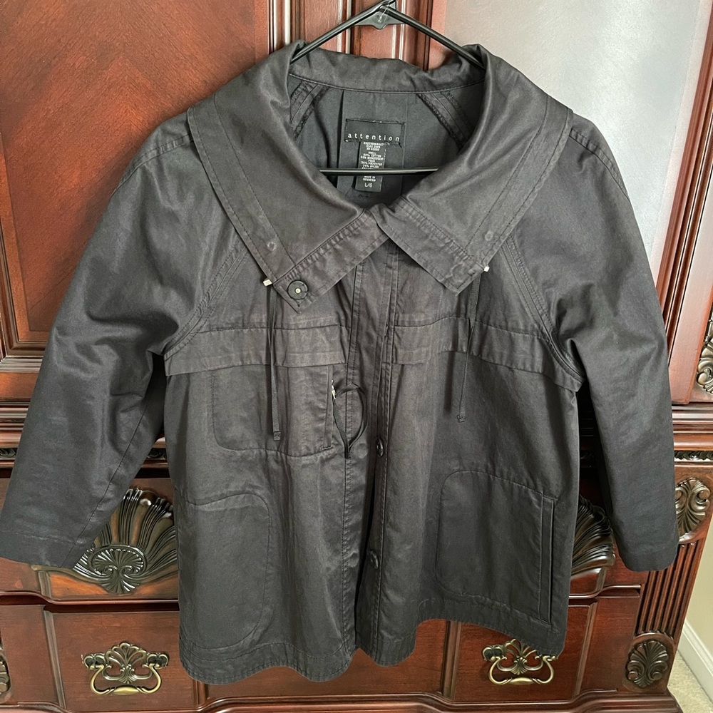 All Saints Black Utility Jacket with Spread Collar